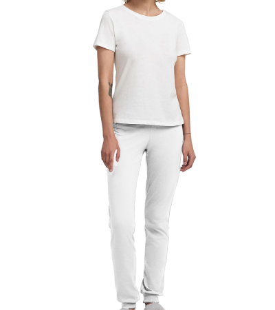 圆领女士短袖有脚口有袋无袖口套装-A0112 - 仿棉-180g/S