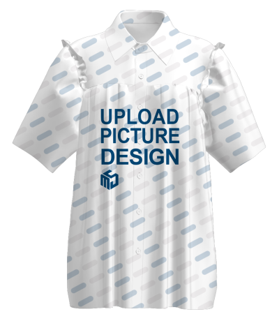 女士开衫带7粒纽扣荷叶袖缩褶上衣-XJB5157X - 四面弹-120g/S