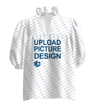 女士荷叶领半开胸V领缩褶上衣A0168X - 四面弹-120g/S