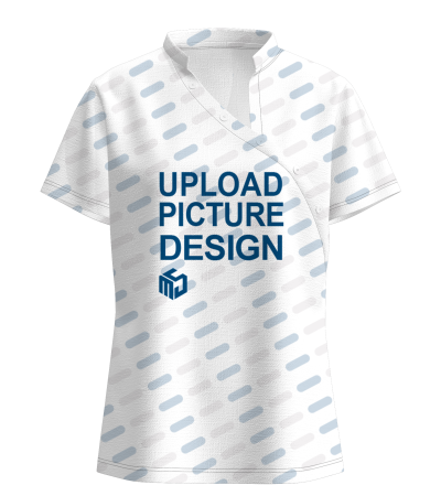 女士仿棉不规则V领带5粒装饰扣短袖T恤-LTW20390X - 仿棉-180g/S