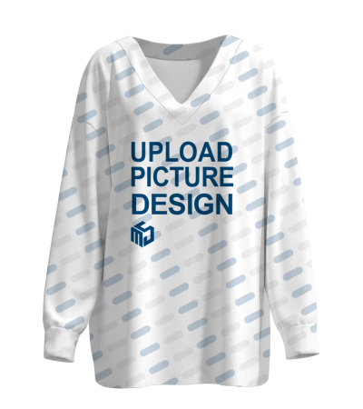 女士落肩 V领 带袖口加长款长袖-D316X - 华夫格-210g/S