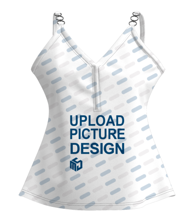 女士V领门襟3粒扣吊带上衣-LTW20487X - 仿棉-180g/S