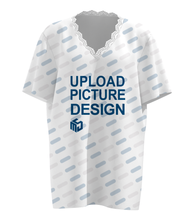 女士短袖V领短T恤蕾丝款-LTW20088X - 仿棉-180g/S