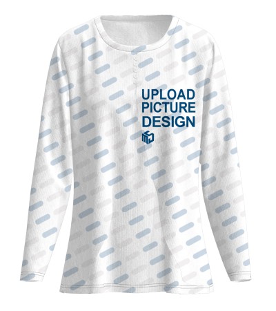 女仿棉拉架圆领假二件领口5粒纽扣长袖T恤LTW20108X - 仿棉-180g/S