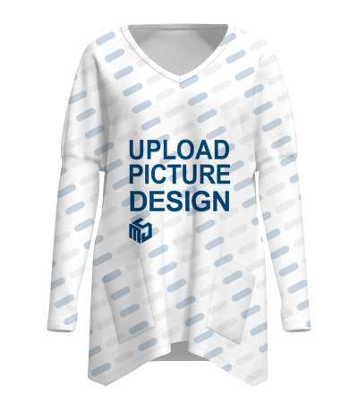 落肩袋V领长袖T恤-FYJ002X - 仿棉-180g/S