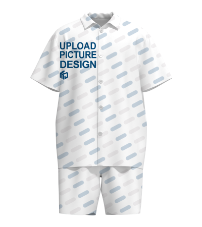 男士5粒扣翻领短袖衬衫短裤套装-LTMC10046X - 华夫格-210g/S