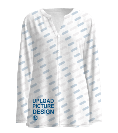 女仿棉前中V领开门襟长袖上衣-LTW20557X - 仿棉-180g/S