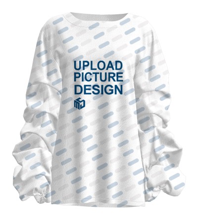 女士圆领落肩袖子缩褶长袖上衣XJB6118X - 涤毛圈-230g/S