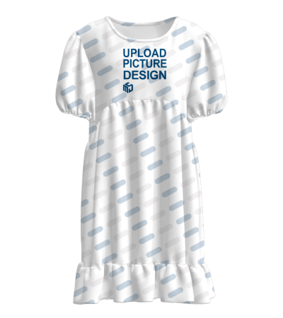 女士圆领脚荷叶连衣裙-OFX007 - 仿棉-180g/S