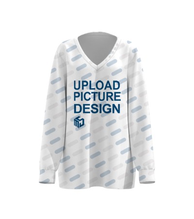 女毛圈布V领长袖T恤LTW20589 - 涤毛圈-230g/S