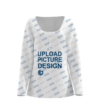 女螺纹坑条U领长袖T恤LTW20657 - 螺纹坑条-140g/S