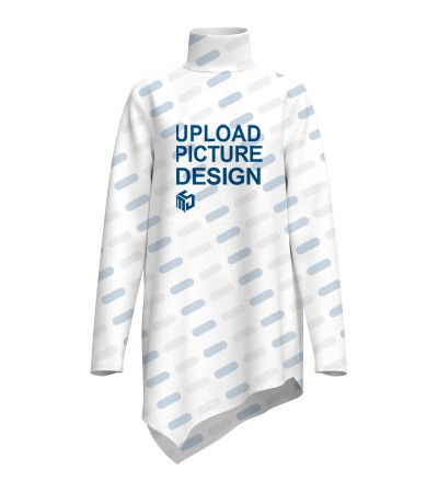 女士高立领不对称衫脚长袖T恤大码女装PDDW20320 - 仿棉-200g/0XL