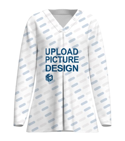 女仿棉V领带装饰4粒扣长袖T恤LTW20670 - 仿棉-200g/S