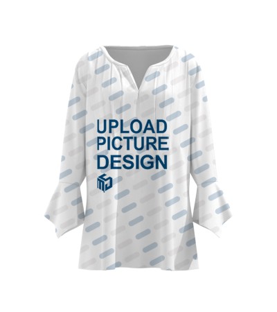 女数码印仿棉前中10个塔克V领-LTW20353 - 仿棉-180g/S