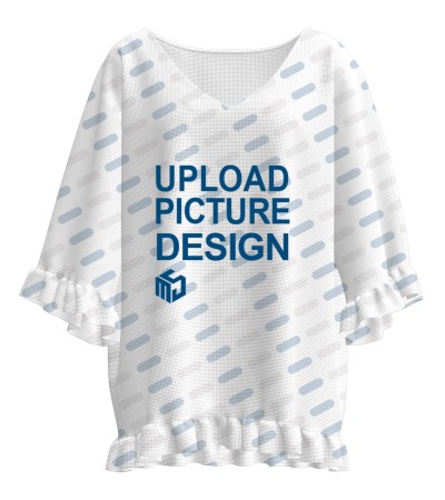 女款女款V领宽松短袖上衣XJT0852-RT - 仿麻皱竹节-170g/S