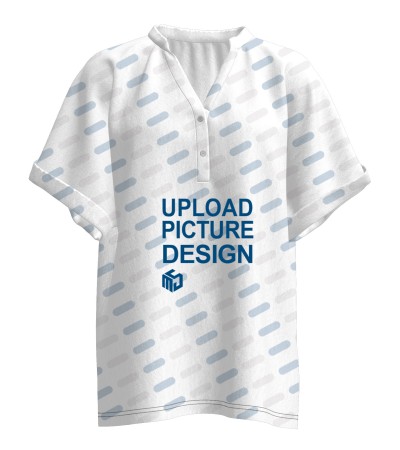 女款半开衫V领2粒纽扣短袖上衣-OFX008 - 仿棉-180g/S