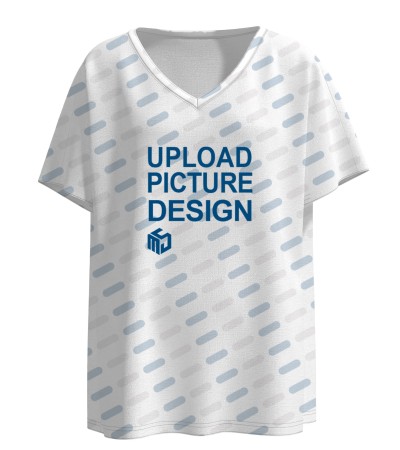 女士V领数码印短袖T恤-LTWJ20035 - 竹节麻-120g/S