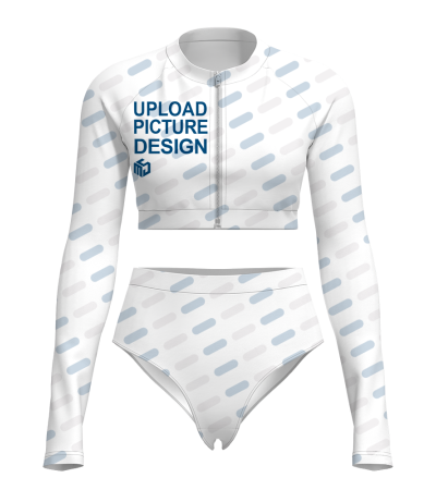 长袖插肩袖分体无胸垫泳衣-FX006 - 超细涤-200g/XS