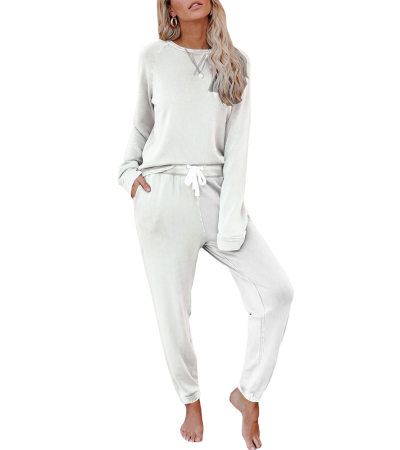 女士插肩长袖家居服（衣服）-NWY062A - 仿棉-170g/S