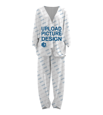 女士V领七分袖双侧袋束脚裤套装有脚口无袖口有袋-YLZ001 - 竹节麻-120g/S