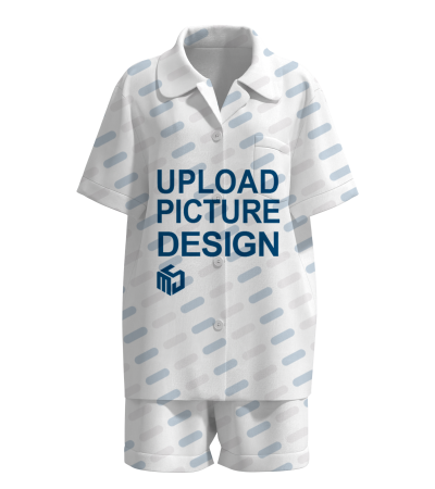 女士v领左侧口袋短袖短裤套装有袖口有脚口-WRL022 - 冰丝-140g/M