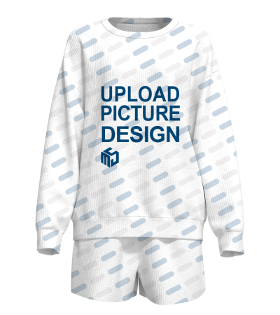 女士长袖圆领短裤套装有袋有袖口无脚口-XHY067S - 空气层-220g/S