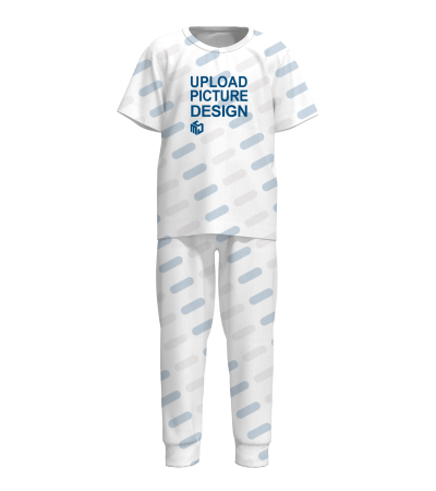 圆领儿童短袖长裤套装无袖口有脚口无袋-R0148X - 仿棉-180g/S