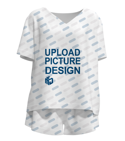 女士V领短袖短裤无袋家居服无袖口无脚口-A0008X - 仿棉-180g/S