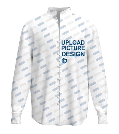 男门襟扣袢11粒扣有袖口立领长袖衬衫XZ100492X - 竹节麻-120g/S