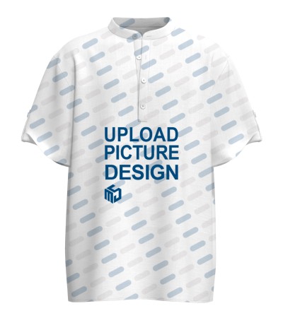 男士半开襟短袖带调节袢衬衫-LTMJ104036  - 仿麻皱竹节-170g/S