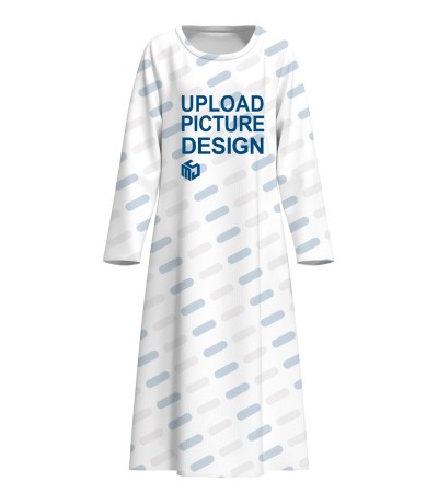 女士修身穆斯林长袍圆领无口袋长袖-Q1 - 平板布-140g/S