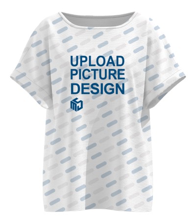 女士落肩圆领短袖T恤-OFX006 - 双线格-120g/S