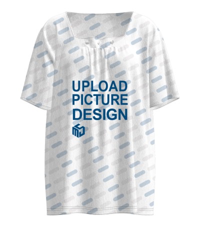 女仿棉方领领口带3粒纽扣短袖T恤-WRL016 - 仿棉-180g/S