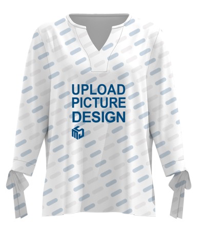 女士九分袖V领上衣-OFX013 - 四面弹-120g/S