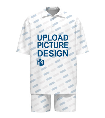 男款POLO短袖沙滩穿绳左右袋短裤套装-YX0002 - 针眼布-140g/S