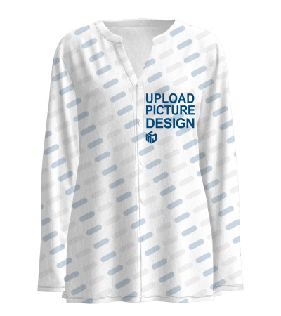 女士前中V领开门襟长袖上衣-LTW20557_DX - 竹节麻-120g/S