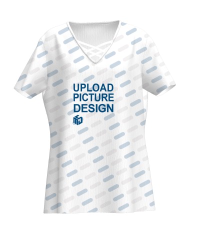 女士短袖V领T恤上衣-WRL062 - 仿棉-180g/S