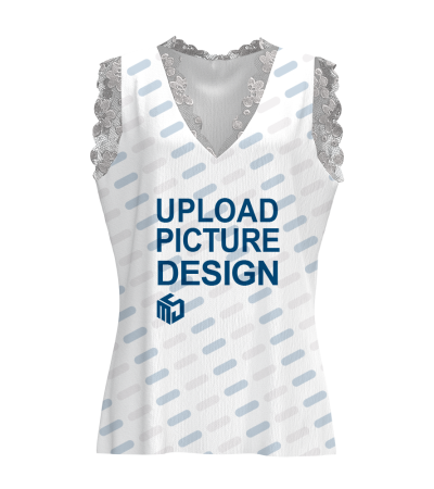 女仿棉V领蕾丝小盖袖-LTW20363X - 仿棉-180g/S