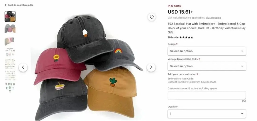 Etsy跨境平台pod定制帽子