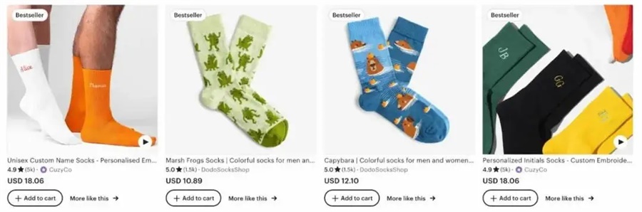 Etsy跨境平台pod定制袜子